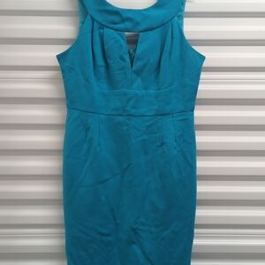 Trina Turk Teal Sleeveless Sheath Midi Dress